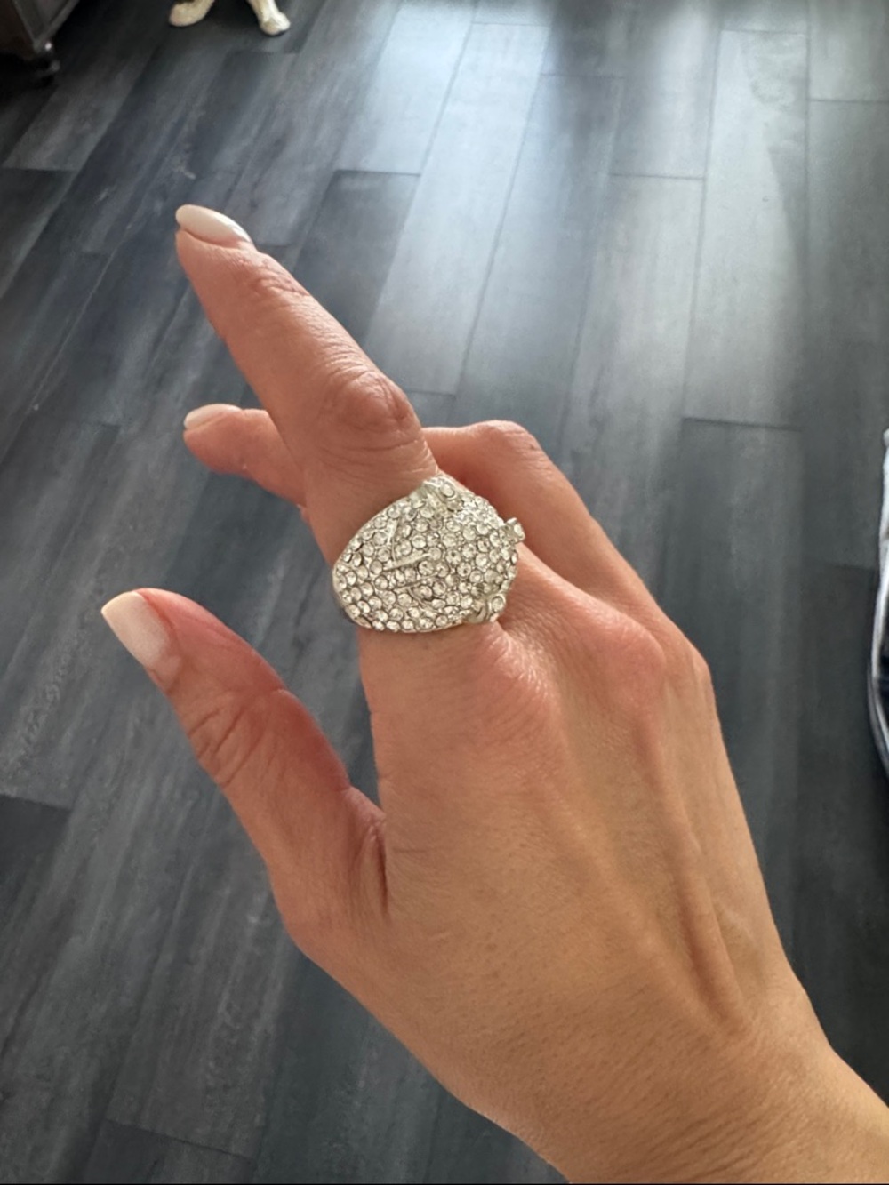 Crystal Pavé Statement Ring in Silver